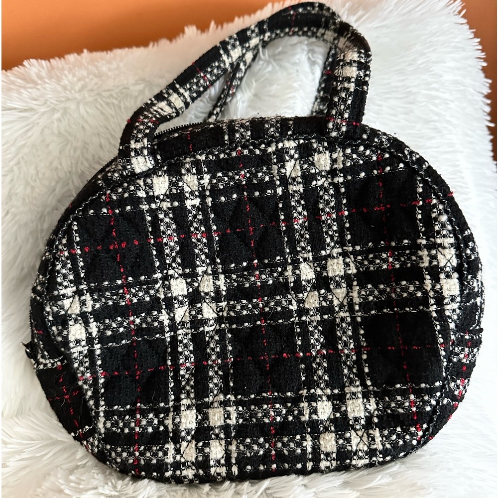 VERA BRADLEY Canteen Style Handbag TWEED Red Black White Pristine Condition